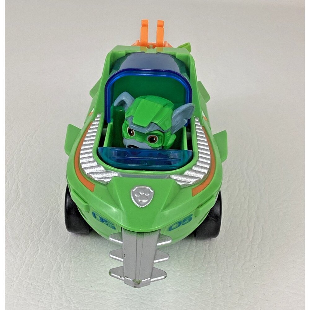 Paw Patrol Rescue Aqua Pups Rocky with Figure Transforming Sawfish Vehicle Toy - Picture 2 of 8